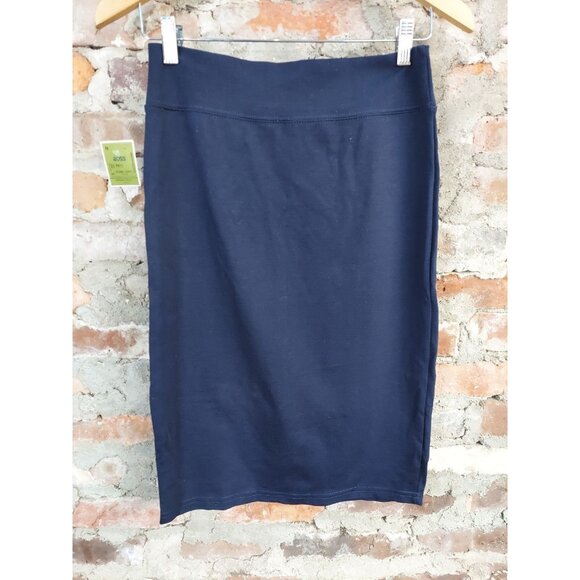 New Simple Blue Pencil Skirt Womens Sz L Large Soft Fabric Knee Length - Picture 1 of 3